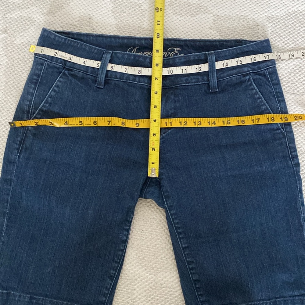 American Eagle Outfitters Women's Dark Blue Denim Bermuda Shorts - Picture 8 of 16